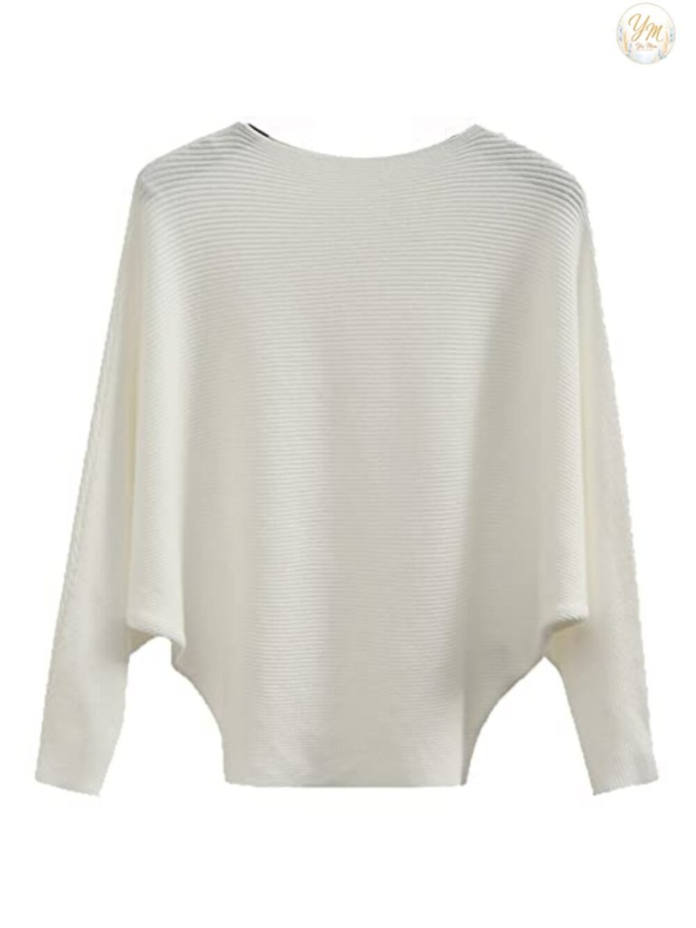 Oversized Boat Neck Batwing Sleeve Ribbed Knitted Sweater Pullover